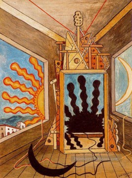 intérieur métaphysique avec le soleil qui meurt 1971 Giorgio de Chirico surréalisme métaphysique Peinture à l'huile